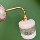 Vintage globe angled wall light in white and clear glass