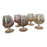 6 iridescent multi-colored stemmed glasses