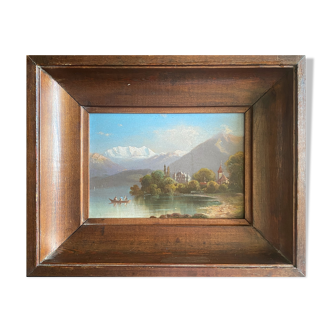 Painting "Schadau Castle" Swiss late nineteenth century and frame