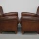 Vintage Dutch Cognac Colored Leather Club Chair, Set of 2
