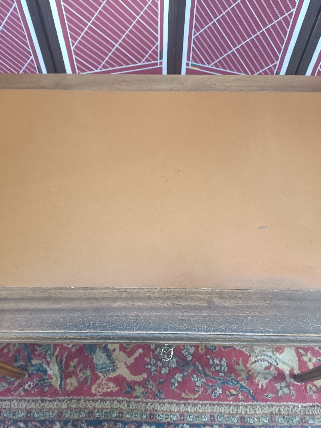 Louis XVI style desk, leather top, 3 drawers and writing tablets
