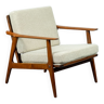 Teak and bouclé lounge chair, 1960s