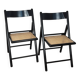 Pair of wooden and rattan folding chairs