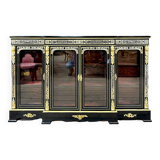 Large Sideboard Or Low Bookcase In Boulle Marquetry, Blackened Wood, Napoleon III Period