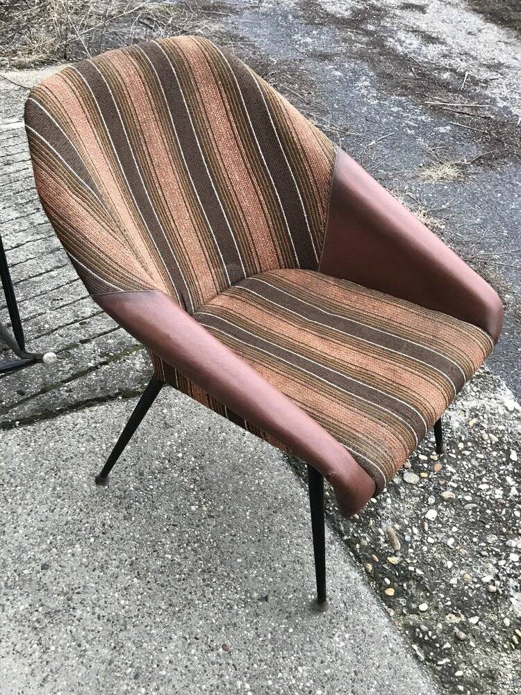 Mid-Century brown armchair in metal and upholstery fabric, VEB Waldheim 1960s
