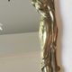 Brass table mirror, art nouveau, lady figurine/foliage, wheat ears