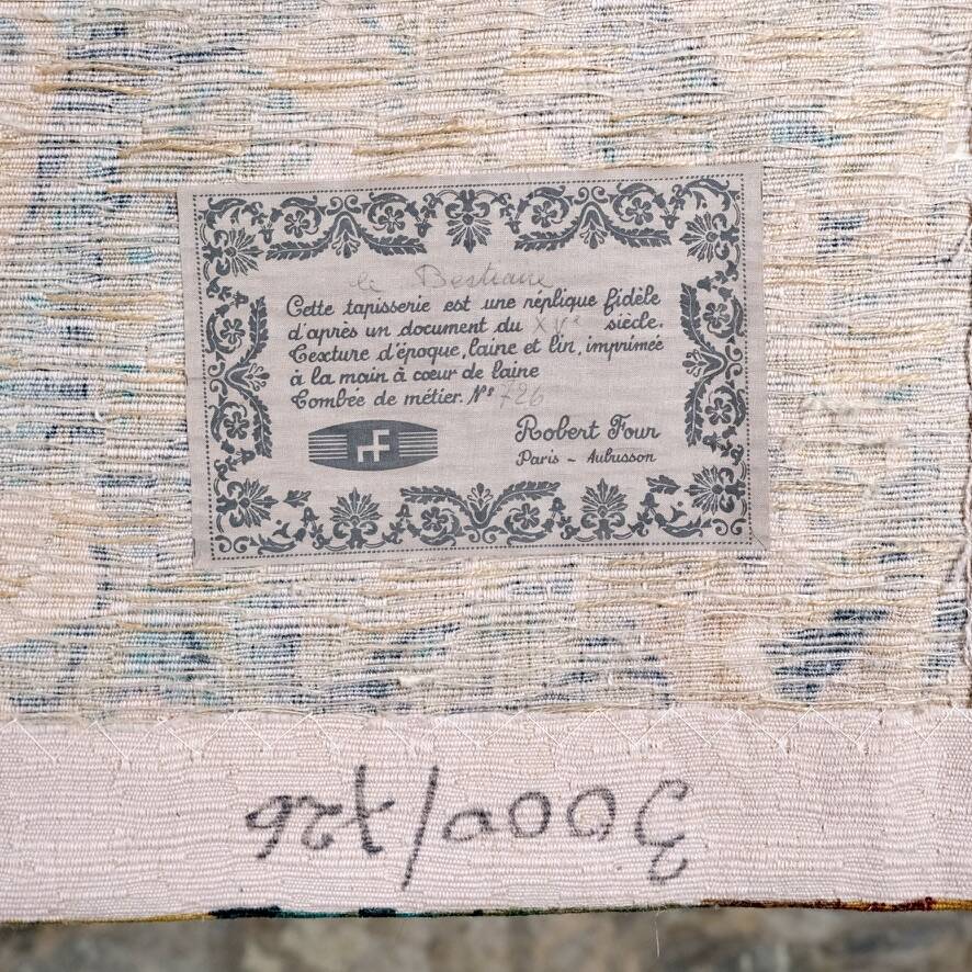 Tapestry "The Bestiary", Robert Four Factory, Aubusson, 20th century