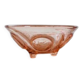 Coupe à fruits en verre rose sur pied tripode art déco - années 30