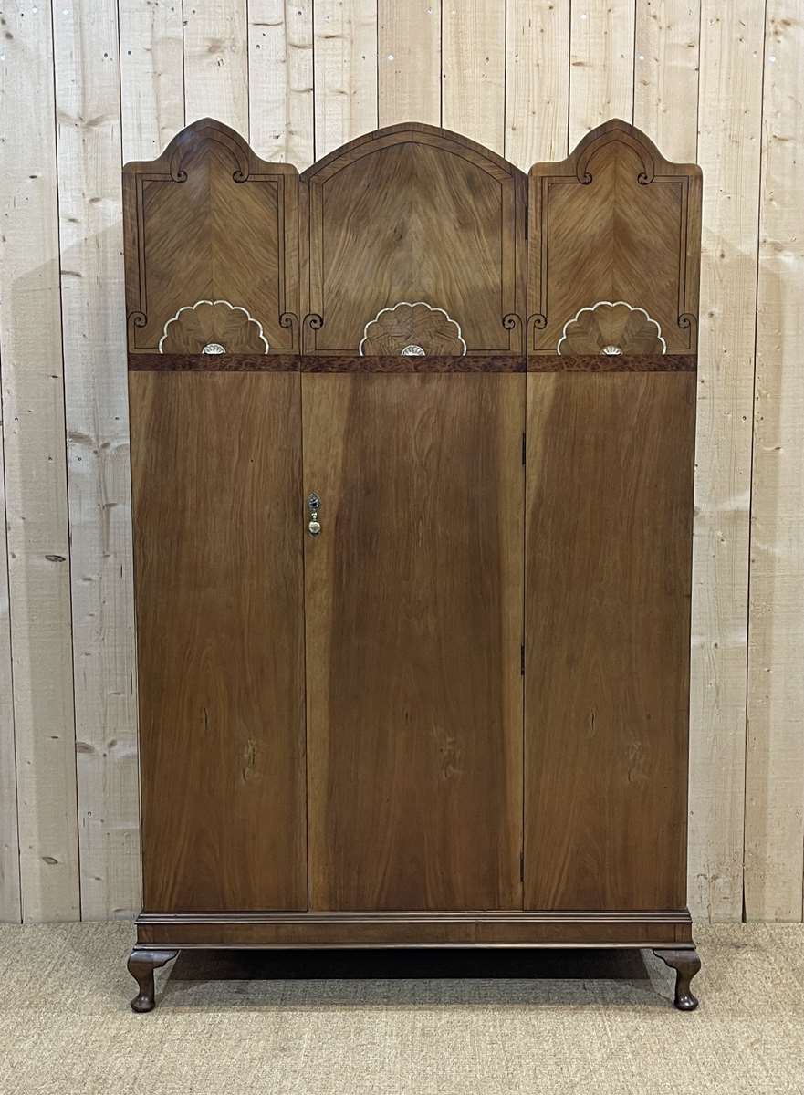 Art Deco walnut wardrobe and marquetry