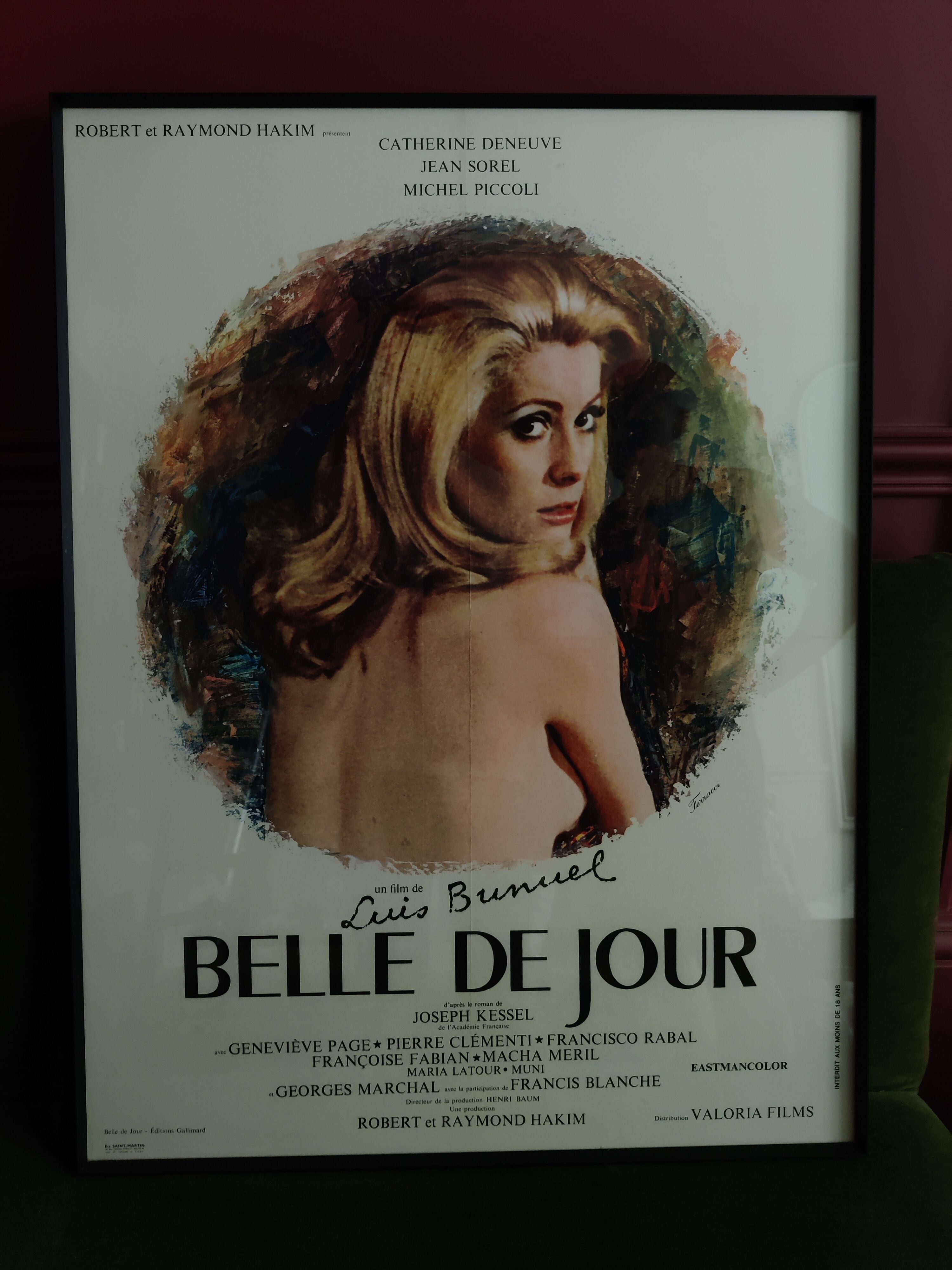 Affiche originale Belle de Jour - Catherine Deneuve / Luis Bunuel encadrée sous verre