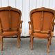 Pair of Louis XV style armchairs in ochre velvet