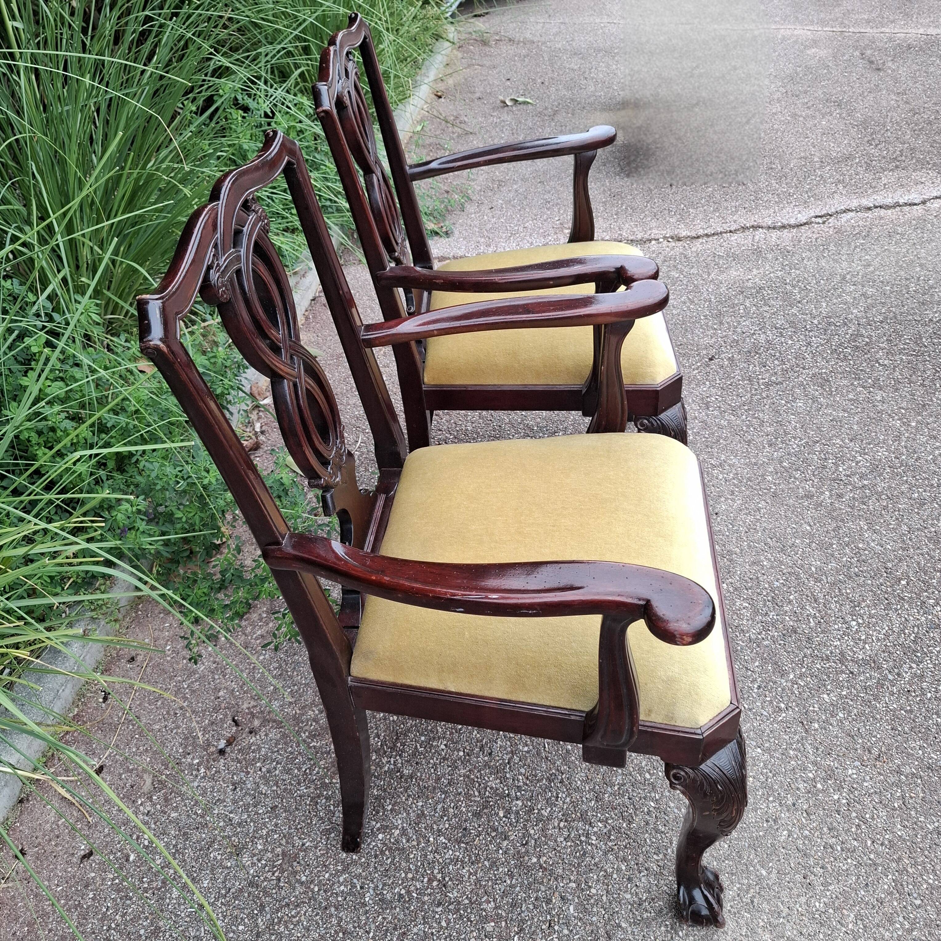 2 Chippendale-style armchairs
