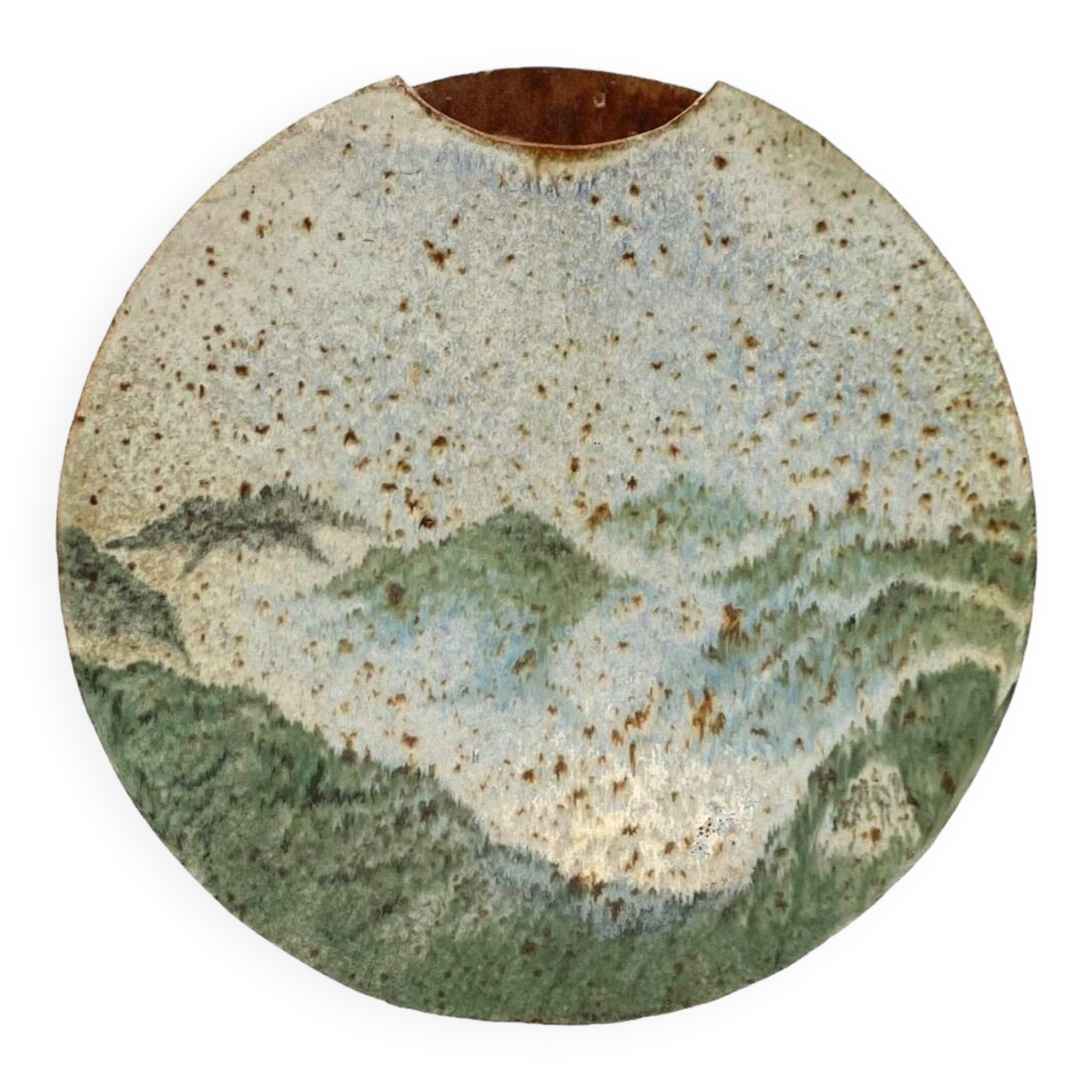 Pierre Devie, Mid-century modern green ceramic solifleur vase, France 1980