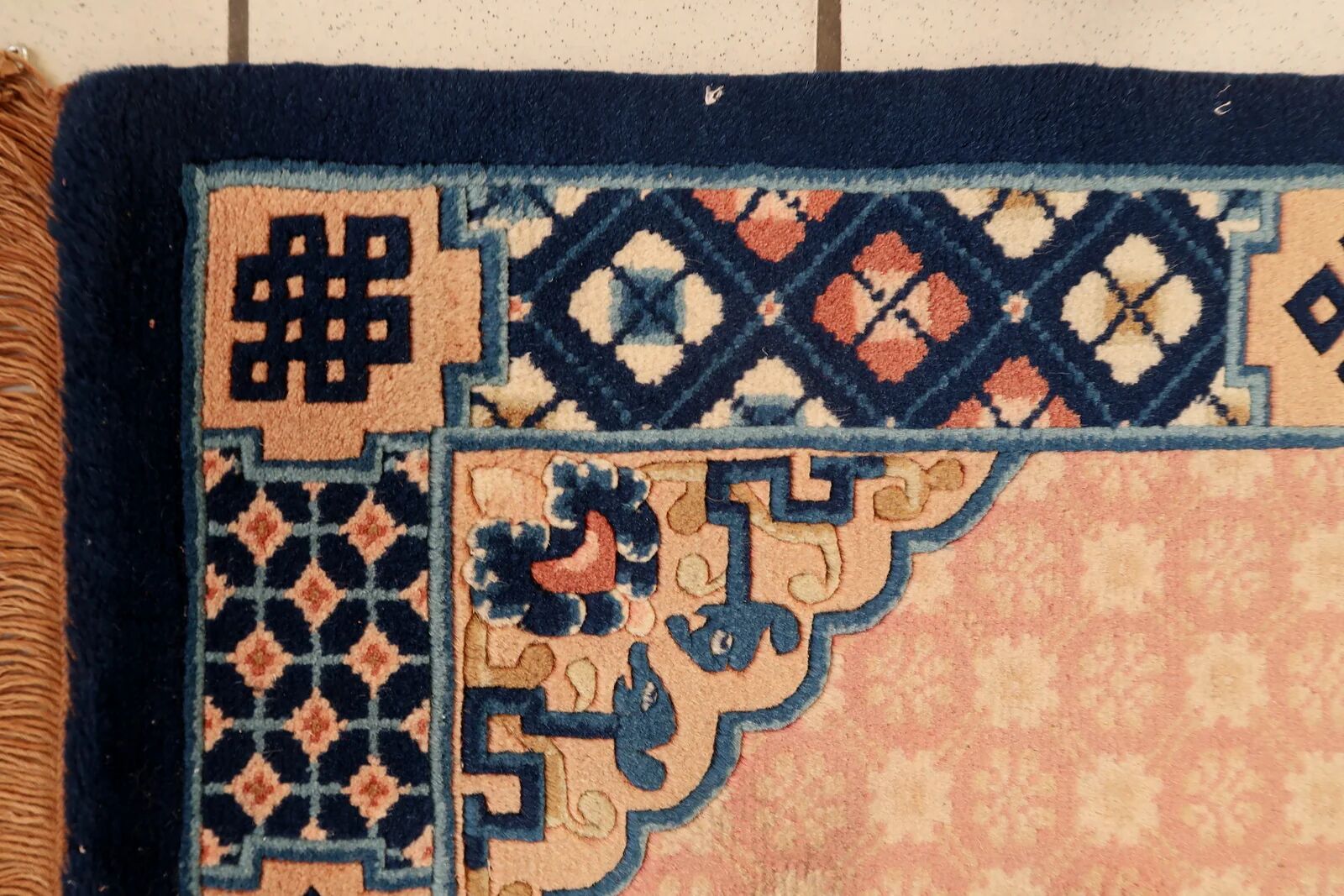 Antique 1930s Chinese Art Deco rug 64cm x 123cm - 1C1261