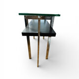 70s glass and stainless steel console