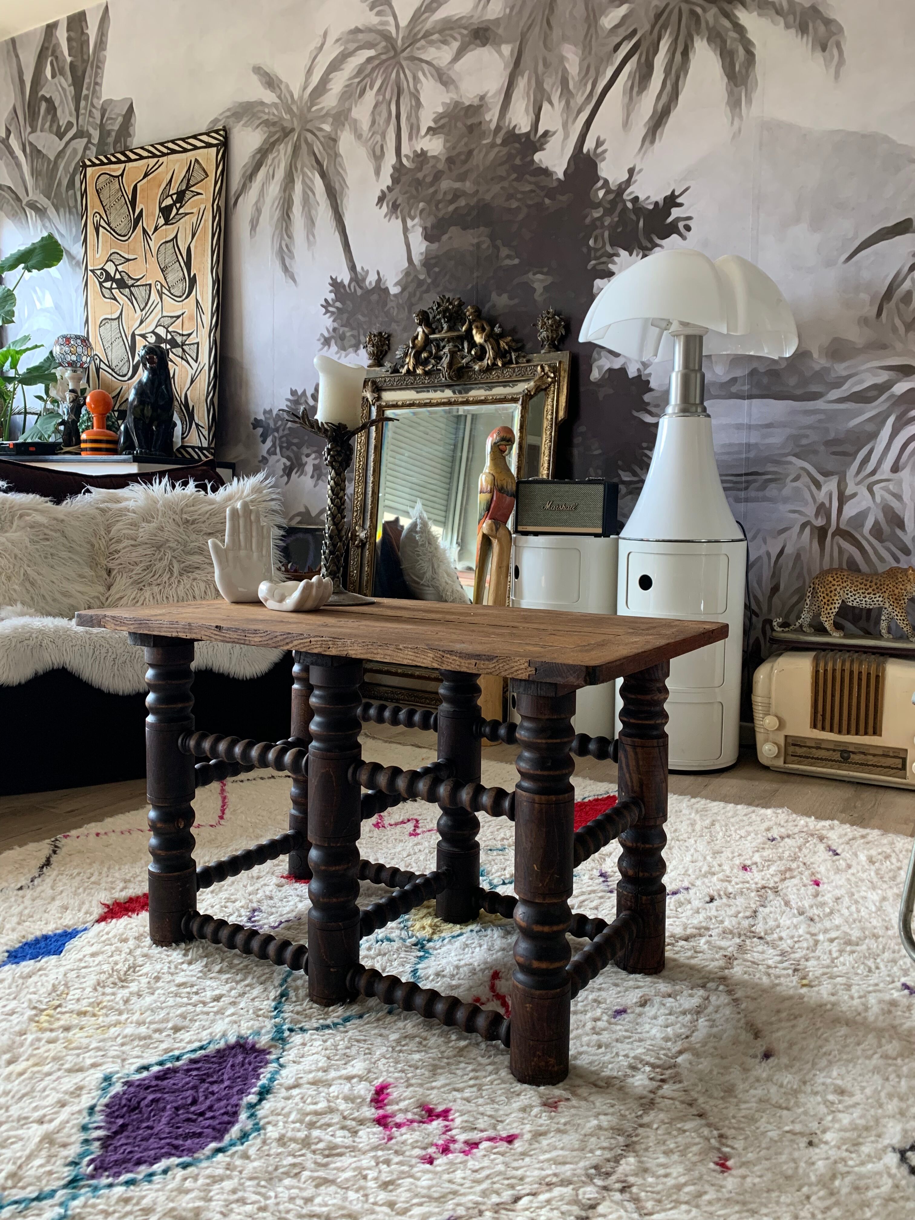 Old wood coffee table turned