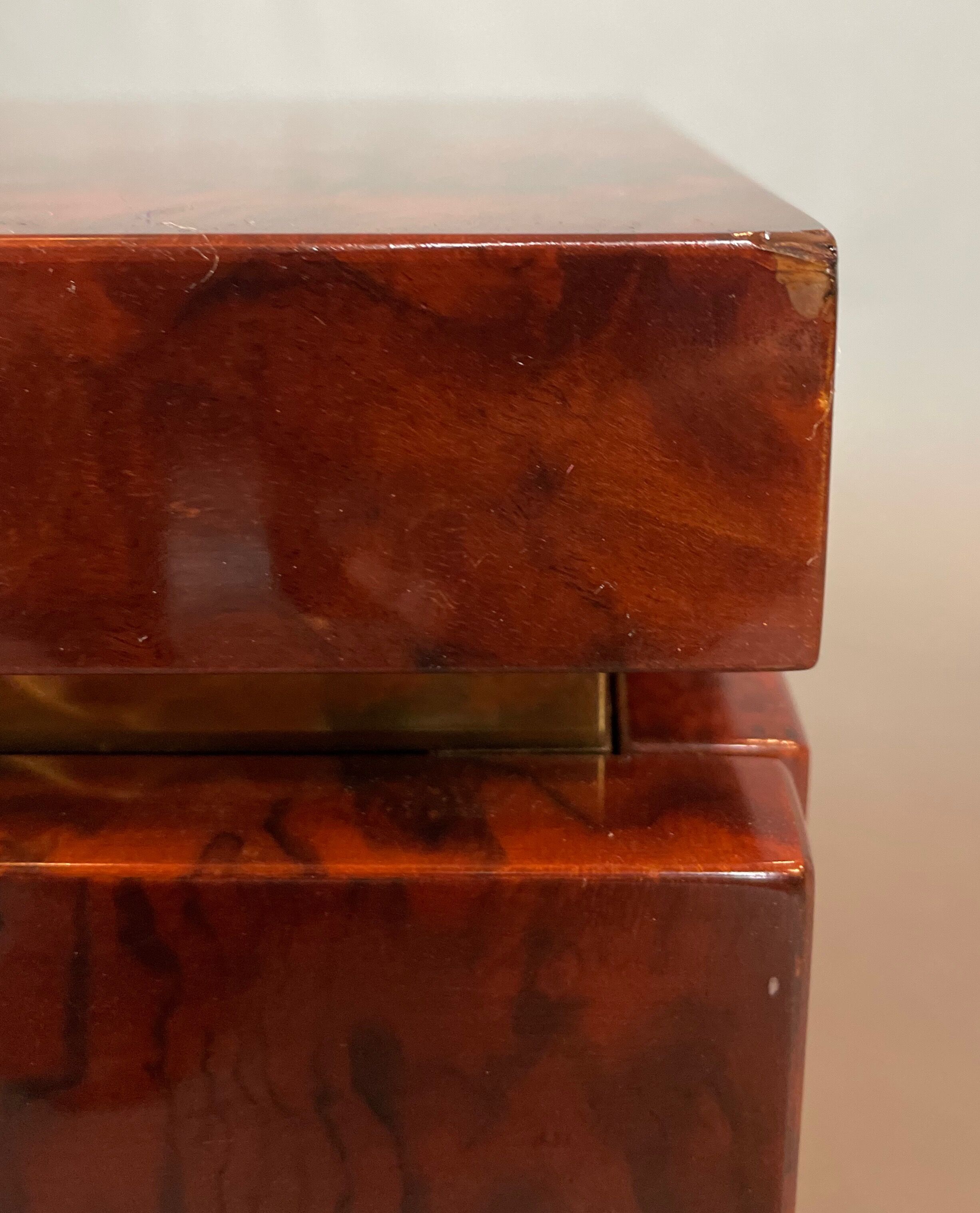 Bedside of Jean-Claude Mahey in elm magnifying glass and brass circa 1970