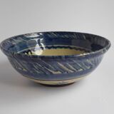 Blue enamelled terracotta cup