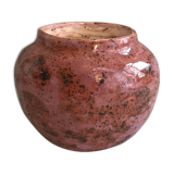 Old ceramic ball vase enamelled rose points vintage black points