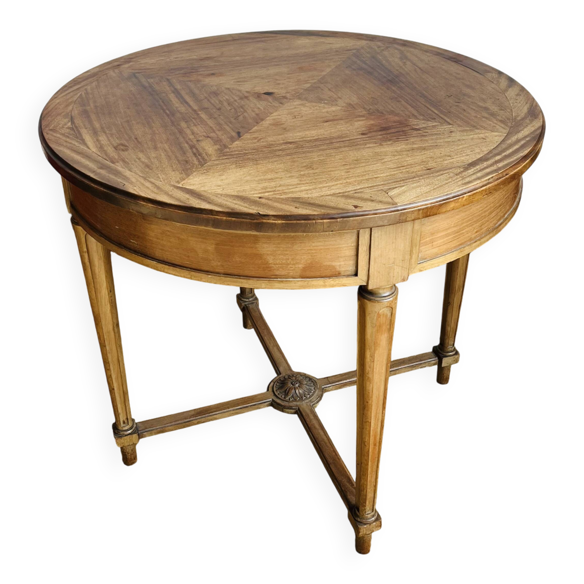 Louis XVI style round side table with fluted legs – 654011