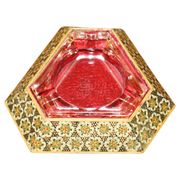 Cendrier persan antique avec plateau triangulaire en verre