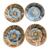 Series of 4 plates Pyroblan Sarreguemines vintage