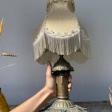 Fringed lamp and bronze base