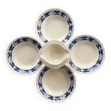 Set of 4 deep plates with blue flowers and their gravy boat