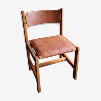 Chairs Maison Regain solid elm structure, leather seat and back
