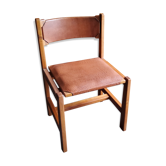 Chaises Maison Regain structure en orme massif, assise et dossier en cuir