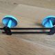 Wall coat rack with 2 vintage hooks from the 60s and 70s