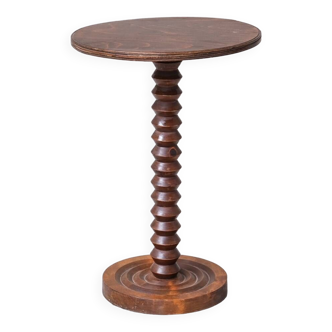 French Mid-Century Turned Oak Side Table or Pedestal