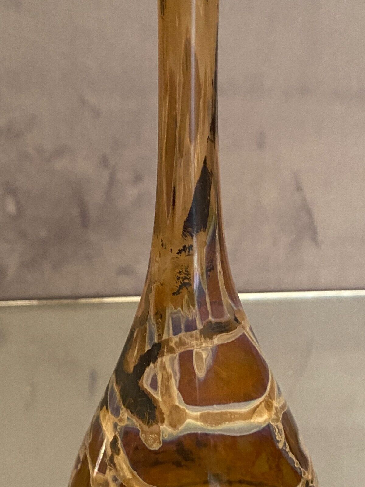Soliflore vase in tinted glass with marbled decoration Murano Venice