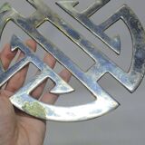 Old silver metal trivet chinese symbol longevity