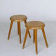 Vintage children's beech wood stools. 1950s. set of 2