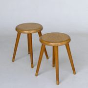 Vintage children's beech wood stools. 1950s. set of 2