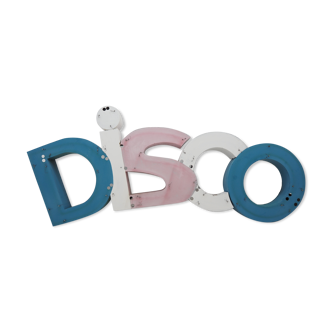 Industrial metal sign disco, letters 1960