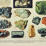 Old engraving 1898, Minerals 1, rocks, precious stones • Lithograph, Original plate