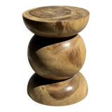 Stool, side table, end table in solid suar wood, spheres H50 D39.