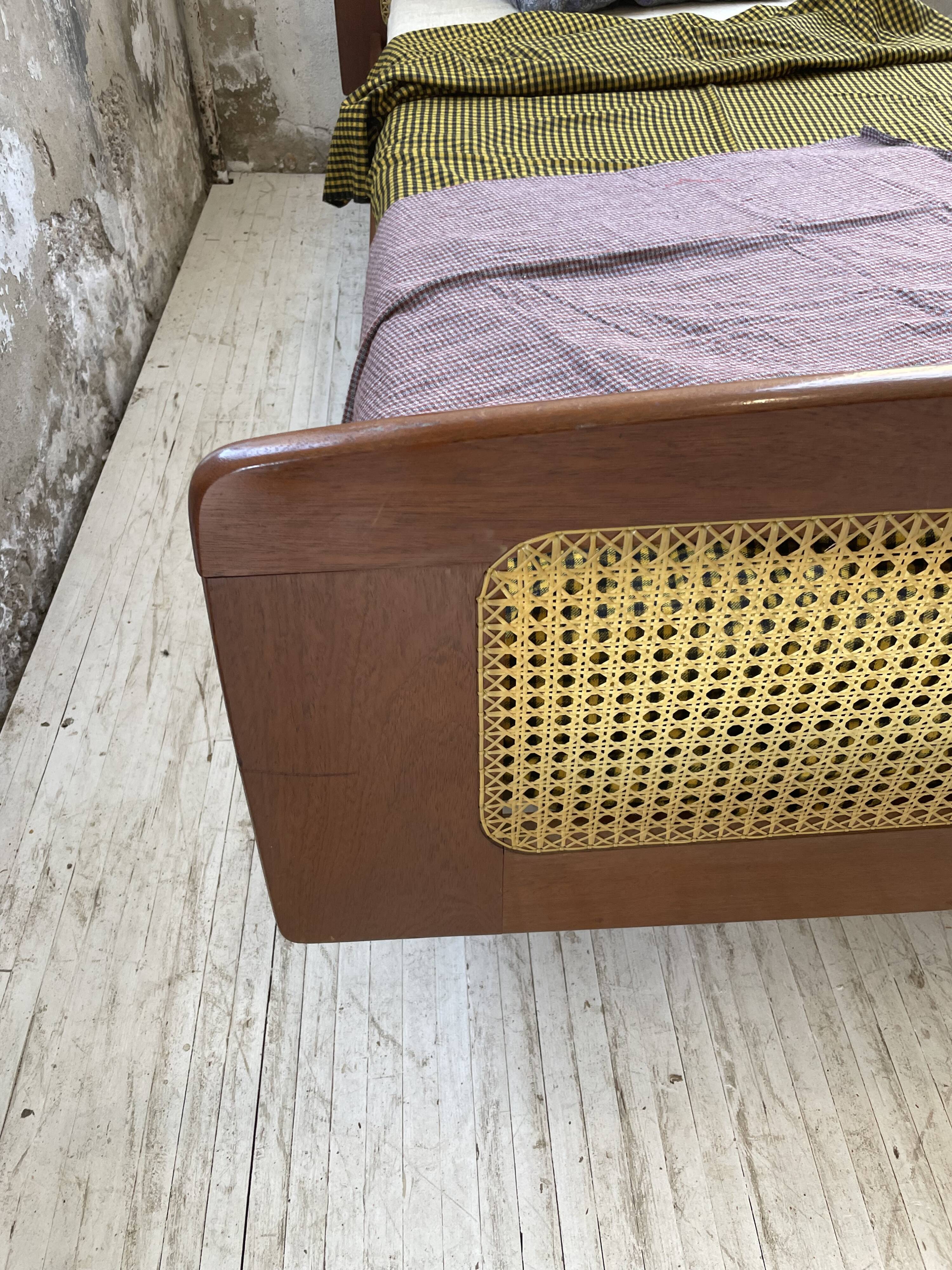 Lit Roset SNA teck et cannage 1 place