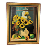 Oil on canvas sunflowers