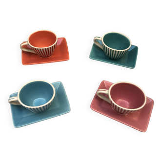 4 tasses à café en céramique vintage éditées par lbvyr circa