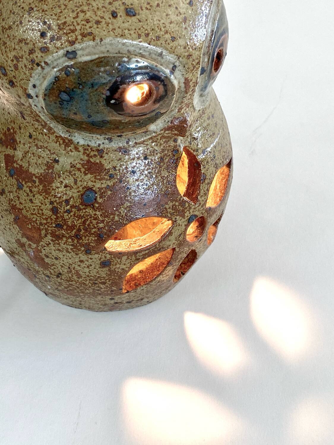 Guy Baudat stoneware owl night light