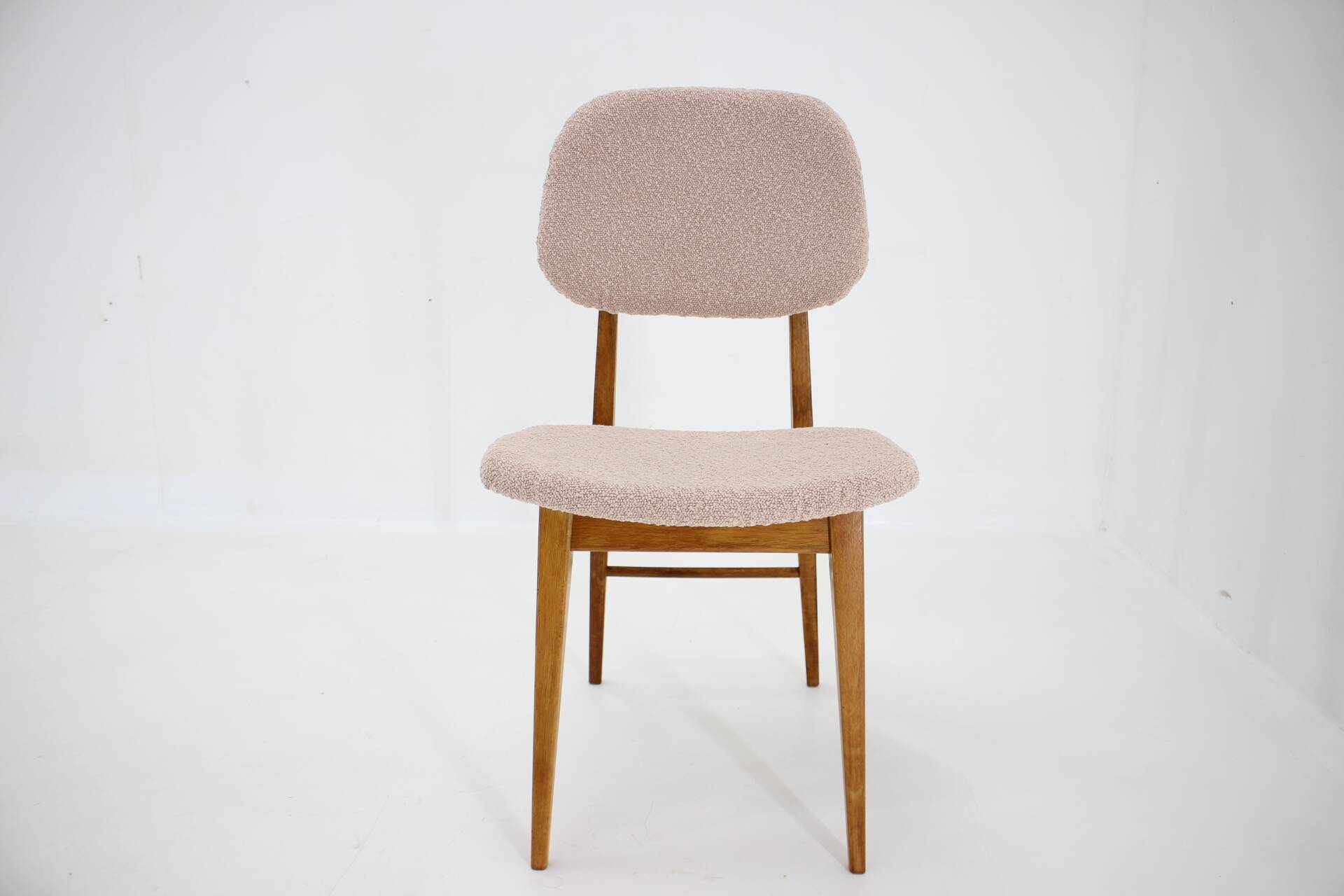 1960s Set of Three Oak Dining Chairs in Boucle, Czechoslovakia