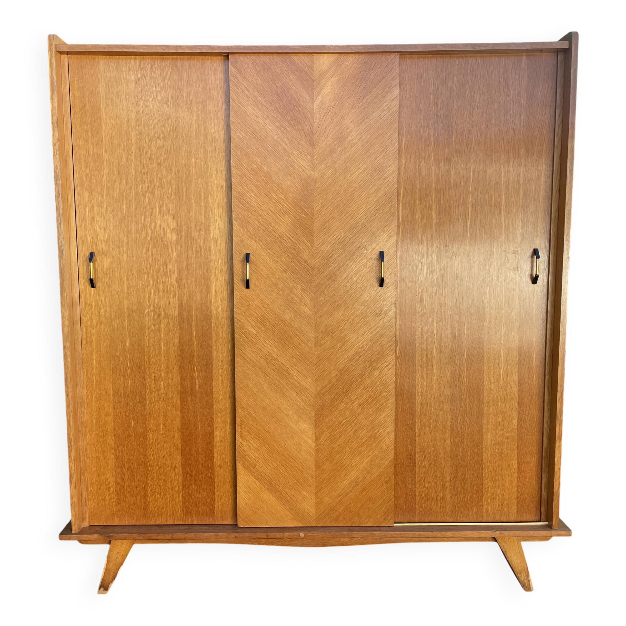 Light oak sliding door wardrobe, 1960