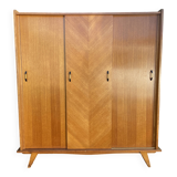 Light oak sliding door wardrobe, 1960
