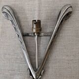 Art Deco wall lamp in frosted glass and nickel-plated bronze circa 1920