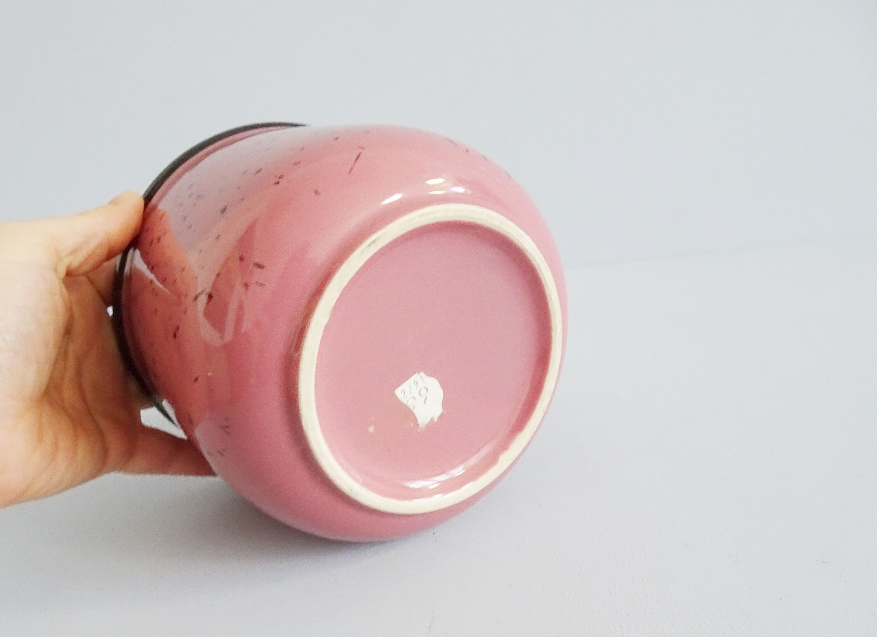 Flowerpot pink with terrazzo pattern, ceramic planter pink, plant pot 80s