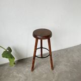 High tripod oak stool
