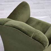 1950s, Danish armchair, green furniture velour, ash wood legs.